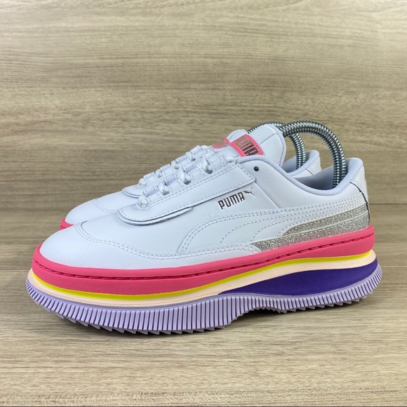 multi color platform sneakers